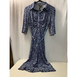 Laundry by Shelli‎ Segal Los Angeles
Sz 4 cobalt blue gold dress collared v neck